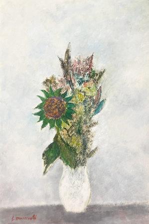 Art work by Giovanni Omiccioli Vaso di fiori  - oil cardboard 